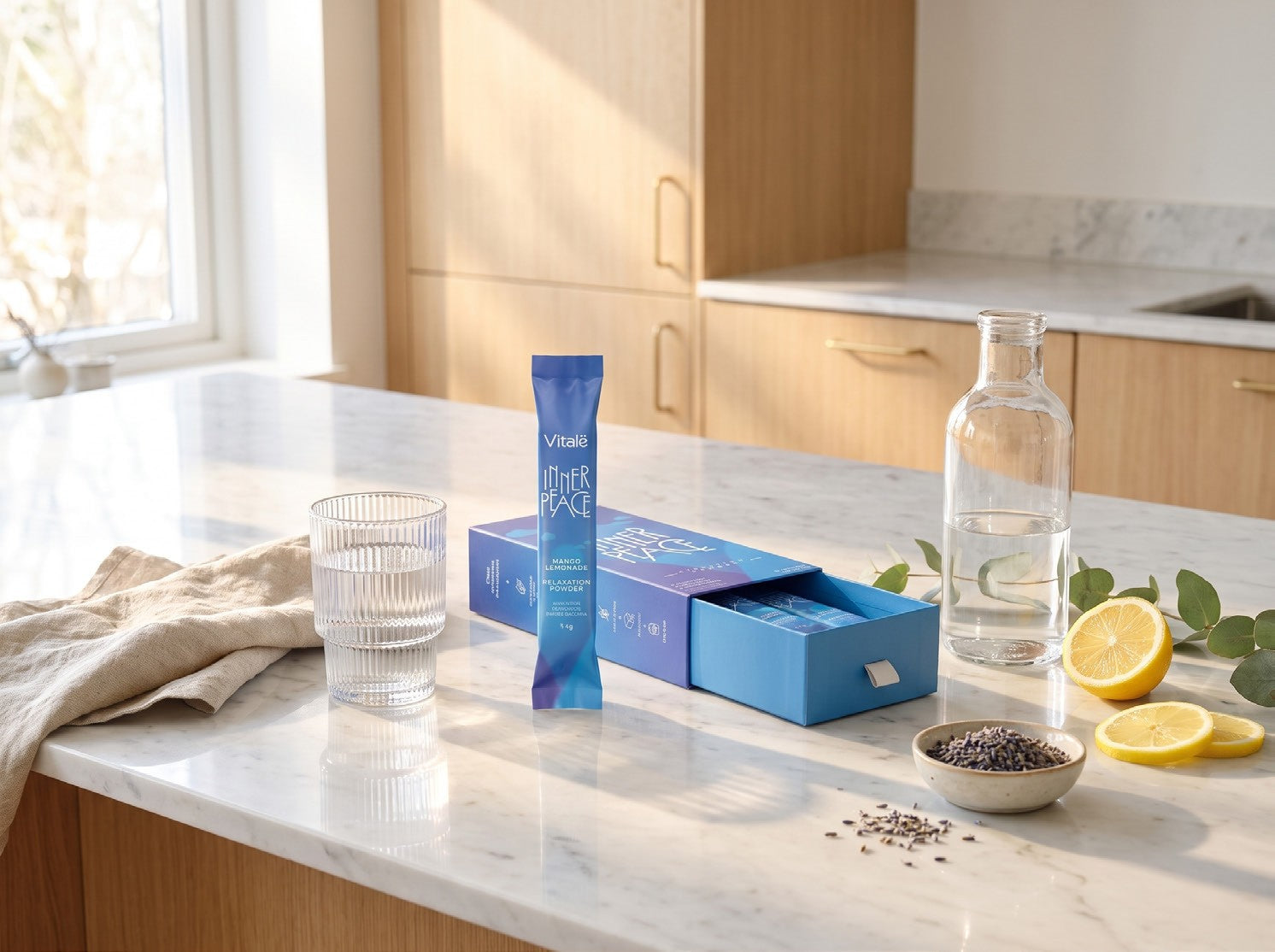 Vitalë Inner Peace on a sunlit kitchen counter